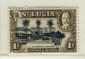 ST. LUCIA; 1930s early GV Pictorial issue fine Mint hinged 1d. value