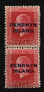 PENRHYN IS 1917-20 GV 6d 2 perf pair fine mint SG26b cat £55...............24653