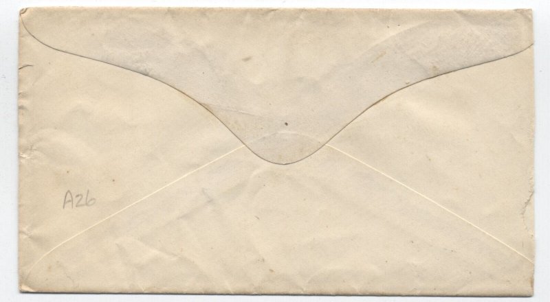 c1860 South Hadley MA #26 cover stamp with double perfs at left [h.4840]