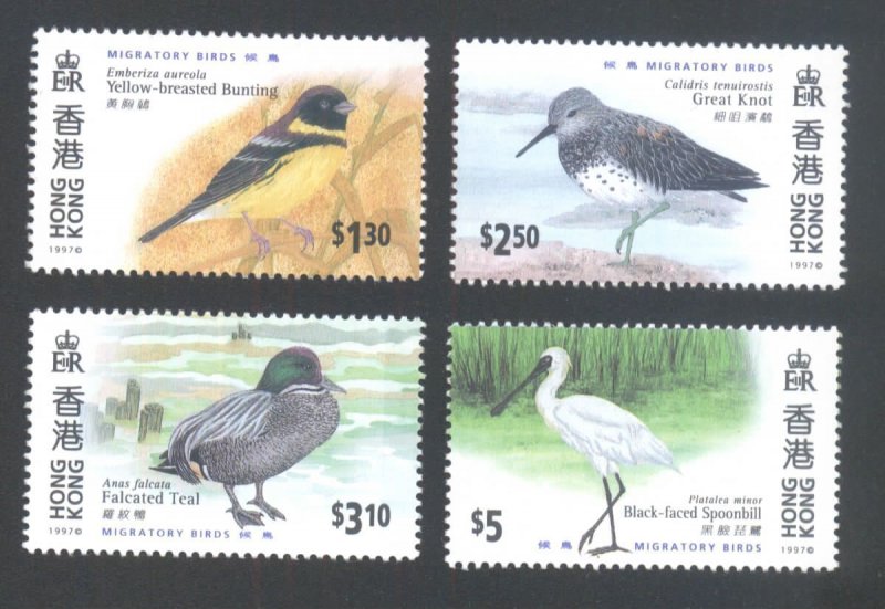 Hong Kong 1997 MNH Migratory Birds Teal Spoonbill 4v Set Ducks Birds Stamps