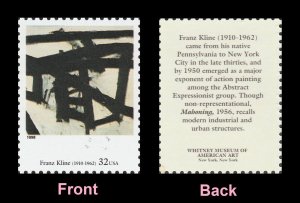 US 3236s American Art Mahoning Franz Kline 32c single MNH 1998