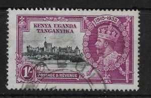 KENYA, UGANDA & TANGANYIKA SG127L 1935 SILVER JUBILEE 1/= LINE THRU 0 VAR USED