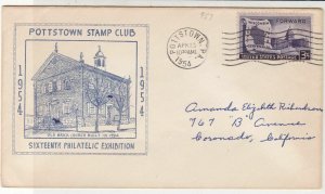 U. S. 1954 Pottsdown Stamp Club Old Brick Church Illust Stamp Cover Ref 37598