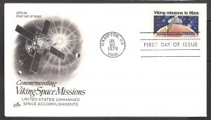 US 1759 Viking Missions 1978 Artcraft U/A FDC 