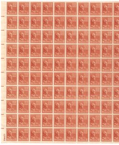 #815 – 1938 10c Tyler – Presidential Series – MNH OG Sheet