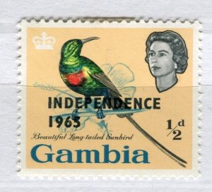 GAMBIA; 1965 early QEII Independence Bird issue fine Mint hinged 1/2d. value