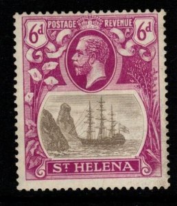 ST.HELENA SG104a 1922 6d GREY & BRIGHT PURPLE BROKEN MAINMAST CREASE MTD MINT