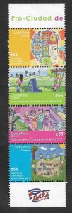 SE)2011 COSTA RICA SURCHARGE PRO-CITY OF CHILDREN, STAMPS OF 4 MNH