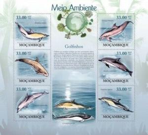 Mozambique - Dolphins - 6 Stamp  Sheet  13A-255
