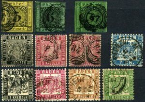 BADEN German State Postage Stamps Collection EUROPE Used