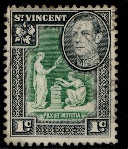 ST. VINCENT GVI SG164a, 1c green & black, FINE USED.