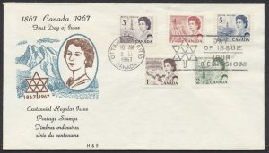 1967 #454-458 1c-5c Centennial FDC H&E Cachet Ottawa