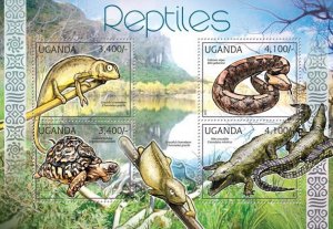 UGANDA - 2012 - Reptiles - Perf 4v Sheet - Mint Never Hinged