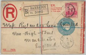 51795 - BARBADOS -  POSTAL HISTORY - REGISTERED STATIONERY COVER to ENGLAND 1899