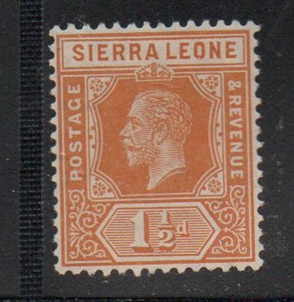 Sierra Leone Sc 102 1912 1 1/2d orange George V stamp mint