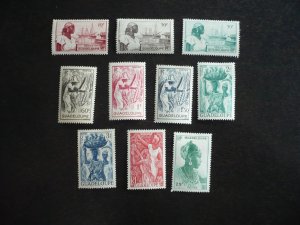 Stamps - Guadeloupe- Scott#189-195,197,203-204-Mint Hinged Part Set of 10 Stamps