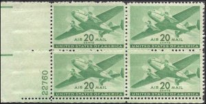 C29 Mint,OG,NH... Plate Block of 4... SCV $9.00