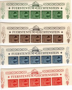 Liechtenstein 1953 MNH Sc 270-3 strips of 5