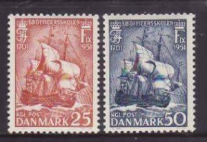 Denmark-Sc#327-8-unused NH set-Ships-Naval Officer's college-1951-