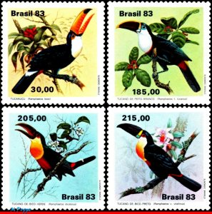 1857-60 BRAZIL 1983 TOUCANS, BIRDS, FAUNA, MI# 1964-67 RHM C-1321-24, SET MNH