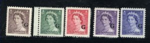 Canada #O33-O37   Mint VF (O37 is NH) 1953 PD