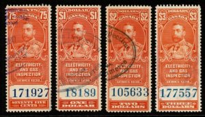 Canada used revenue stamps van Dam #FEG3-FEG6