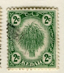 MALAYA KEDAH;  1919 early Rice sheaf issue fine used 2c. value