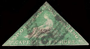 MOMEN: CAPE OF GOOD HOPE SG #21a 1863 USED CERT £700+ LOT #65663