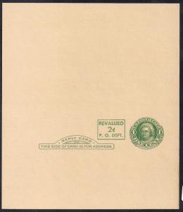 UY15 2 cent + 2 cent M & G Washington Postal Card mint NH XF
