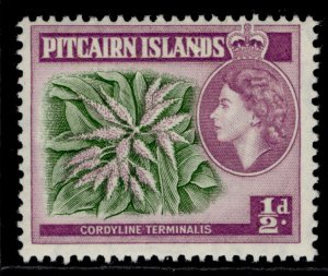 PITCAIRN ISLANDS QEII SG18, ½d green & reddish lilac, LH MINT.