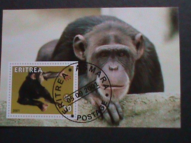 ERITREA-2001 LOVELY MONKEY IMPERF -CTO VERY FINE WITH FANCY 1ST DAY  CANCEL