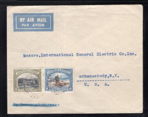 Trinidad 1935 Airmail cover to Schenectady, NY franked 6p & 24p, Scott 37, 40