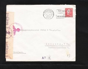Germany WWII Censor Hamburg Tape SCARCE Handstamp Unlisted #5 Denmark 1944 *