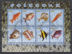 Congo Dem., 2007 issue. Various Fish sheet of 8. Canceled. ^