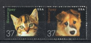 3670 - 3671 * DOGS AND CATS - NEUTER AND SPAY *   U.S. Postage Stamps Pair MNH