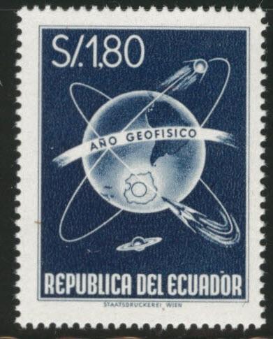 ECUADOR Scott 650 MNH** 1958 Geophysical year globe stamp