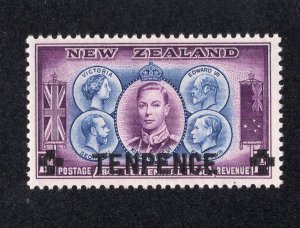 New Zealand 1944 10p on 1 1/2p bright violet & ultramarine Surcharge, Scott 246