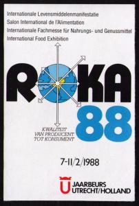 POSTER LABEL ROKA 1988, Jaarbeurs UTRECHT, NETHERLAND 7-11 FEB 1988 (PL12)