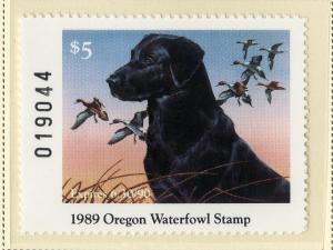 US OR6 OREGON STATE DUCK STAMP 1989 MNH SCV $14.00 BIN $7.00