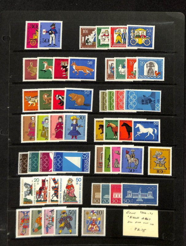 Germany, Postage Stamp, #B413...B467 Mint NH, 1966-1970 Semi Postal