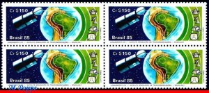 1971 BRAZIL 1985 BRASILSAT, SATELLITE, SPACE, TELECOM. MI# 2092 C-1439 BLOCK MNH