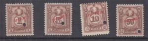 PERU, Postage Due, 1909 set of 4, ABN Punch, SPECIMEN in Red, mnh.