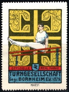 Vintage Germany Poster Stamp Bornheim Gymnastics Society Founded 1879