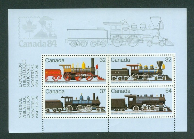 Canada. 1984. Souvenir Sheet MNH. Inter. Phil. Exhib. Trains, Locomo. Sc# 1039a