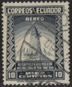 Ecuador C82 (used) 10c NY World’s Fair, Empire State Bldg, indigo (1939)