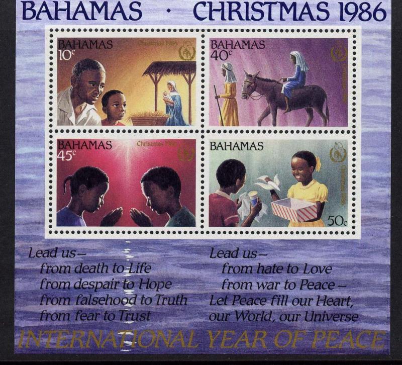 Bahamas 621-4a MNH Christmas, International Year of Peace, Nativity