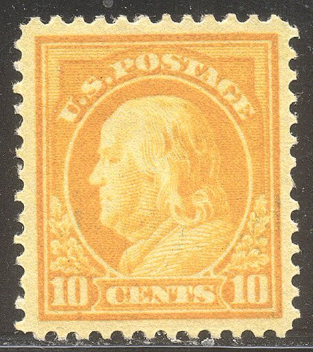U.S. #416 Mint XF - 10c Yellow, P12 ($40)