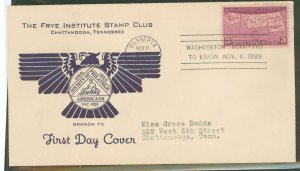 US 858 1935 First Day Covers, 3c Fiftieth Anniversary of four states: This cover honors Washington's 50th Anniversary wi...