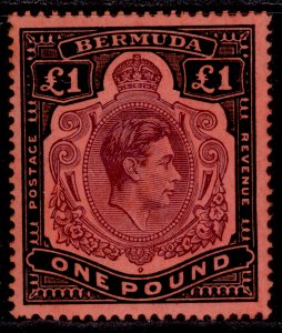 BERMUDA GVI SG121c, £1 deep reddish purple & black/pale red, LH MINT. Cat £65.