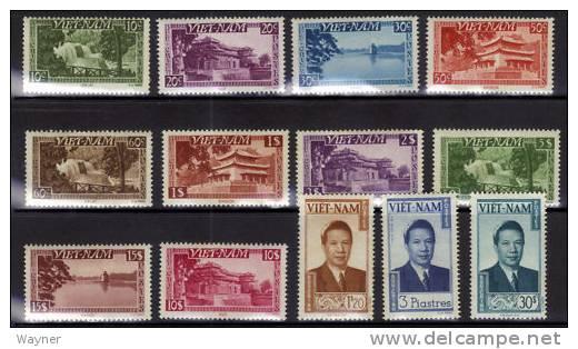 South Vietnam 1951 Scott 1-13 Emperor Bao Dai & scenes MNH 